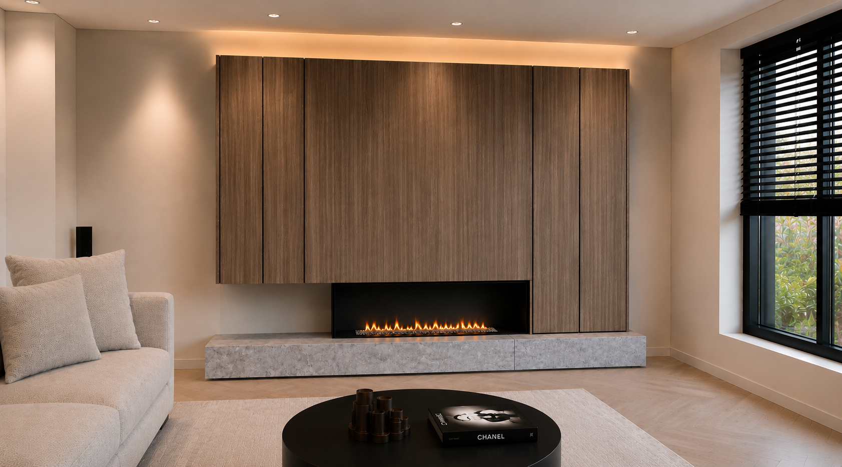 luxe wand met haard